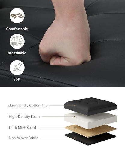 Folding Storage Ottoman Bench, Multi-Functional Ottoman Footrest, End of Bed Bench, Storage Chest for Living Room, Bedroom, Hallway, Entryway, Holds Up to 600 lbs (Black, 30 Inches)