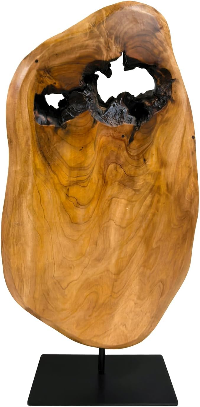 WELLAND Irregular Cedar Wood Sculpture 8.75" W x 1.75" D x 17.75" H Natural Edge Tabletop Statues, Handmade Ornaments, Décor for Living Room, Home Office, Bedroom,
