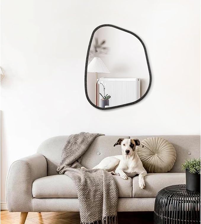Irregular Asymmetrical Mirror Wall Mounted, Unique Vanity Mirror, Shaped Dressing Mirror Decorative for Living Room, Bathroom, Bedroom, Entryway Wall Decor 20"x16"