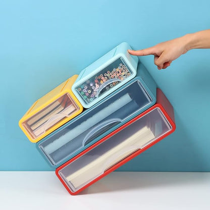 Desktop Drawers for Paper, Stackable Office Storage Drawers for Desk, Craft Organizer and Storage Bins, 4 Mixed Storage Container with Plastic Drawers for Office Supplies Desk accessories