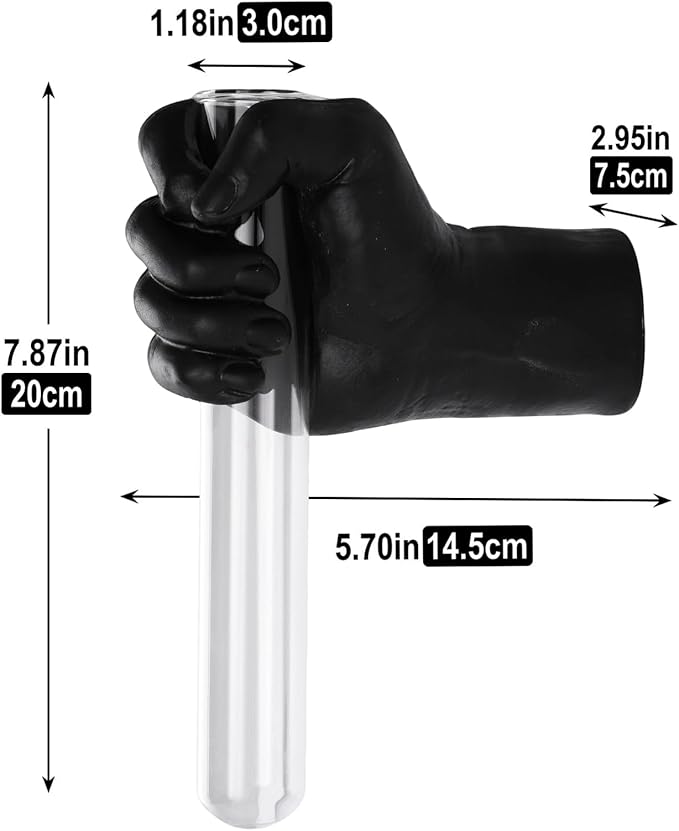Unique Wall Sculptures, Hand Vases Home Decor, Wall Mount Art Sculpture, Unique Wall Art Statue, Funky Flower Vase Decorations, Modern Eclectic Hanging Decor,Glass Test Tube Vase (Black)