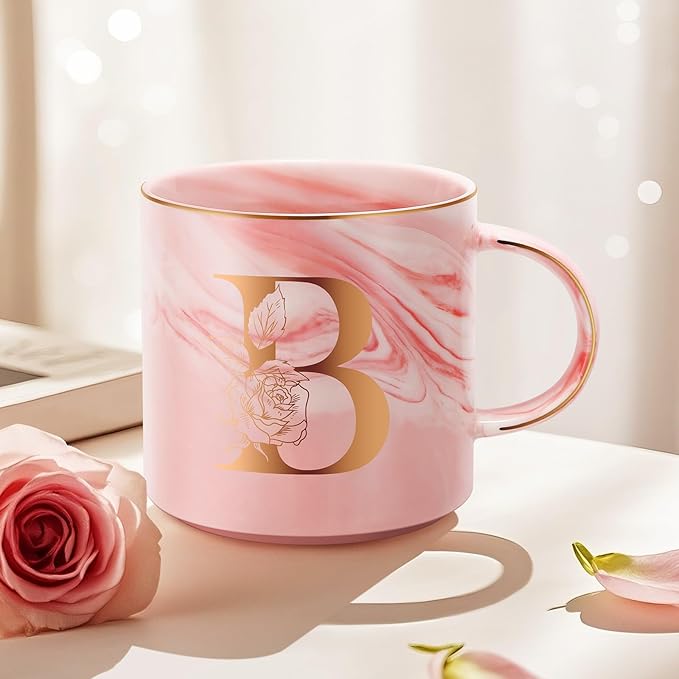 Valentines Day Gifts for Her, Anniversary Birthday Galentines Gifts for Women Mom Grandma Friend Sister Wife Teacher Coworker, Personalized Initial Customized Gift Monogrammed A-Z Coffee Mug 12 OZ(B)