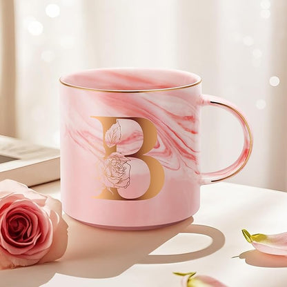 Valentines Day Gifts for Her, Anniversary Birthday Galentines Gifts for Women Mom Grandma Friend Sister Wife Teacher Coworker, Personalized Initial Customized Gift Monogrammed A-Z Coffee Mug 12 OZ(B)