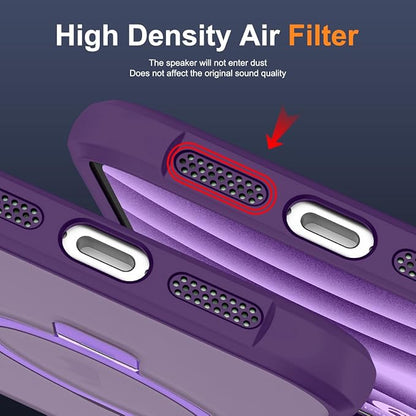 Phone case Compatible with iPhone 17 Case with Invisible Magnetic O-Ring Stand Military-Grade Translucent Phone Case for iPhone 17 6.3" [Compatible with Mag-Safe][Great Grip Feeling], Purple