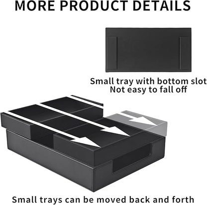 4 Pack Leather Office Supplies/Desk Organizer for Letter Paper Tray,Sticky Note Holder,Pen Cup,Stackable Small Letter Mail Sorter Tray,Workspace Decor for Women Men (Black, 4-piece set)