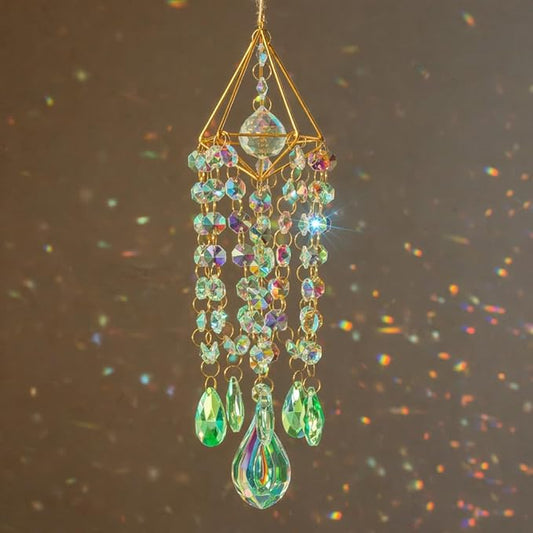 Sun Catcher Crystals for Window Hanging, Rainbow Prism Sun Catcher with Crystal Prisms, Hanging Crystal Suncatchers Indoor Window Decor, Window Suncatcher Light Catcher
