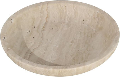 Travertine Jewelry Dish Tray - Decorative Stone Catchall Bowl for Entryway Table, Keys & Rings Holder, Natural Marble Home Decor Organizer (5.5 Inch)