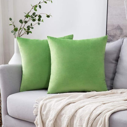 MIULEE Velvet Throw Pillow Covers 18x18 Inch, Pack of 2 - Lime Green, Soft Solid Decorative Pillow Covers Cushion Cases Modern Luxury Home Decor for Spring Couch Sofa Bedroom Livingroom
