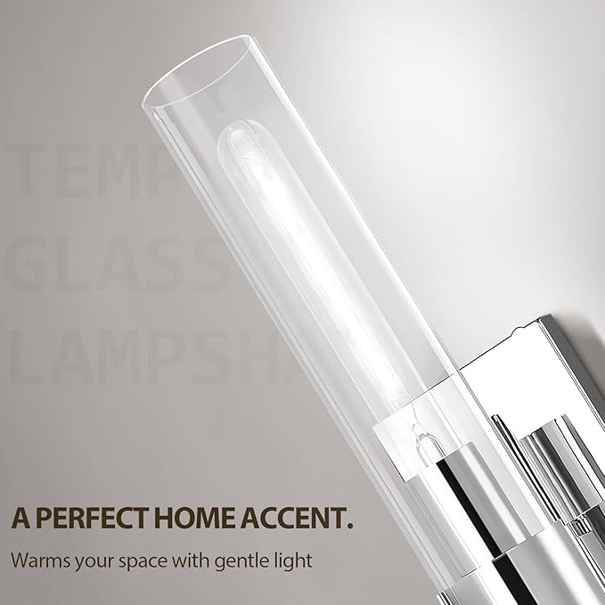 Nickle Wall Sconce, 22.8" Vanity Lights for Bathroom, Sconces Wall Lighting 2-Light, Modern Wall Lamps for Bedroom Living Room Bathroom Hallway
