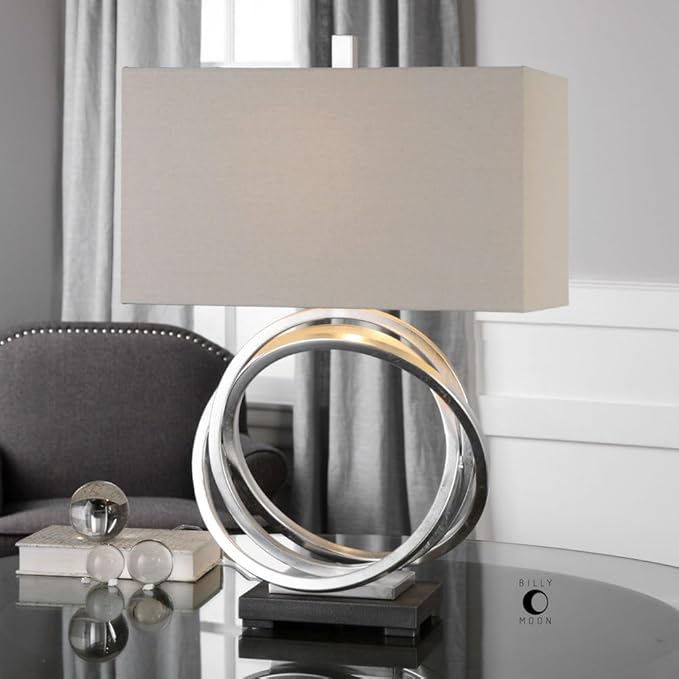 Uttermost Soroca Silver Leaf Metallic Rings Modern Table Lamp