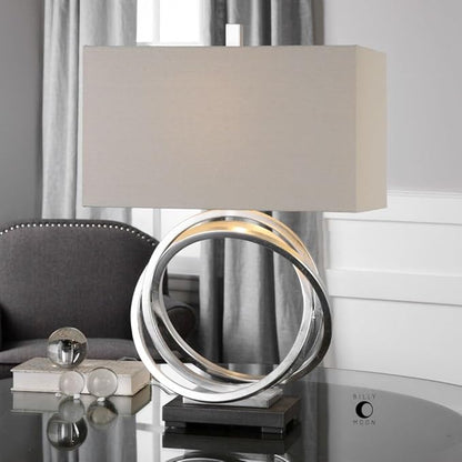 Uttermost Soroca Silver Leaf Metallic Rings Modern Table Lamp