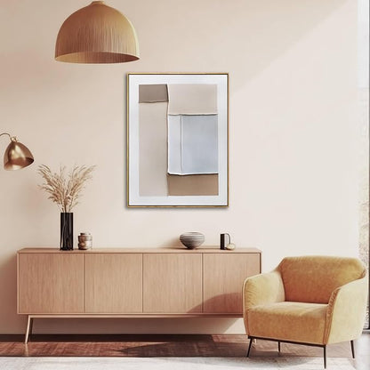 LEVERUP Beige Canvas Artwork Abstract Wall Art Geometry Photo Wall Posters Painting Picture Modern 24×32 Inch for Living Room Dining Room Office Poster for Room