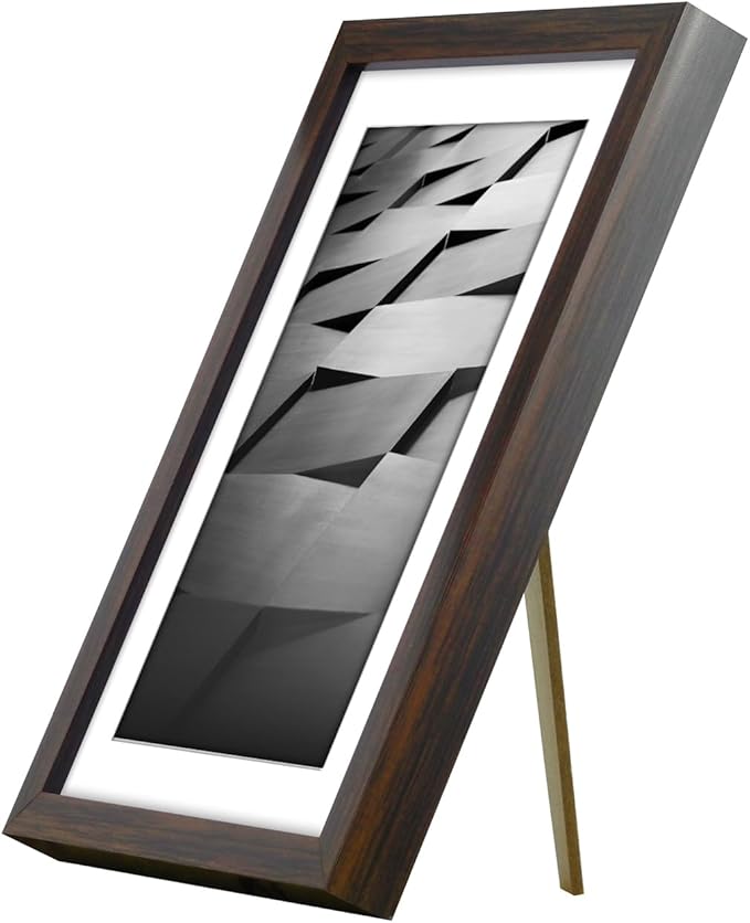Americanflat 5x7 Picture Frame with Shatter-Resistant Glass - Use as 4x6 Frame with Mat or Display 5x7 Photo Without Mat - Streamline Collection - Picture Frames for Tabletop and Wall - Walnut
