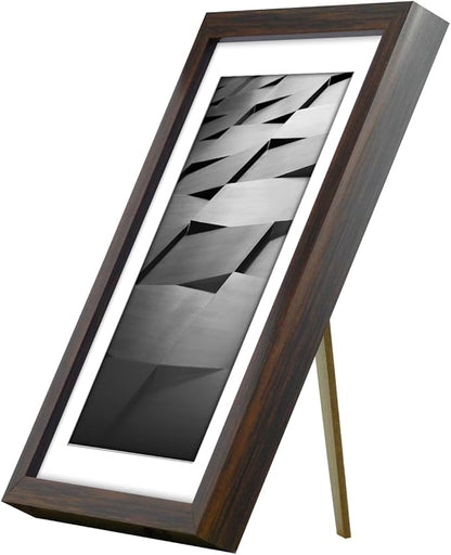 Americanflat 5x7 Picture Frame with Shatter-Resistant Glass - Use as 4x6 Frame with Mat or Display 5x7 Photo Without Mat - Streamline Collection - Picture Frames for Tabletop and Wall - Walnut