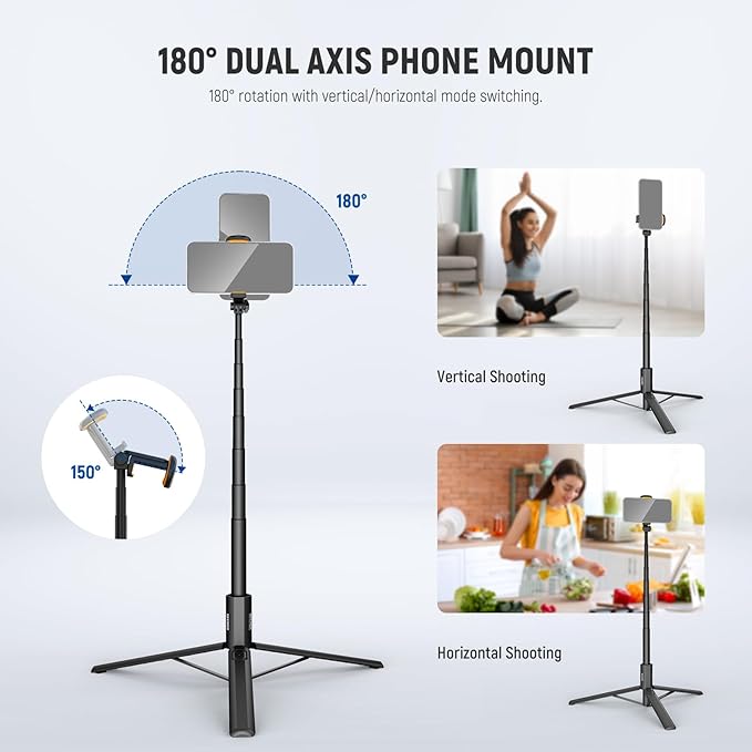 NEEWER Entry Level Version 16-71" Selfie Stick Tripod Compatible with iPhone Android, Portable Cell Phone Travel Stand Camera Holder with Remote for TikTok Video Recording Streaming Filming, PA988
