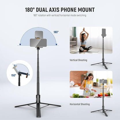 NEEWER Entry Level Version 16-71" Selfie Stick Tripod Compatible with iPhone Android, Portable Cell Phone Travel Stand Camera Holder with Remote for TikTok Video Recording Streaming Filming, PA988