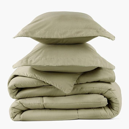 PeachSkinSheets Night Sweats: The Original 1500TC Soft Super King/Cal King Oversized Comforter Set Sage Green
