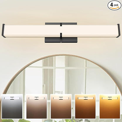 15.74Inch 2000LM Bathroom Light Fixtures 5CCT Optional, Black Modern LED Vanity Lights Clear Shade, Dimmable Bathroom Lighting Fixtures Over Mirror - ETL Listed