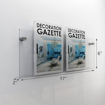 ROYALITA 2-Pack Acrylic Magazine Holder Vinyl Records Holder, Display Floating Nursery Bookshelves Wall Decor Hanging Magazine Holder for Waiting Room, Living Room