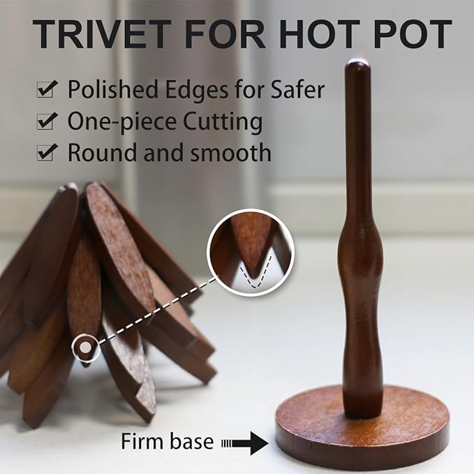 EGO LIFE Wooden Trivet Tree Set for Hot Dishes, 100% Natural Wood, Expandable Design Coaster, Foldable Tree-Sharped Placemats with 4PCS(Walnut Color)