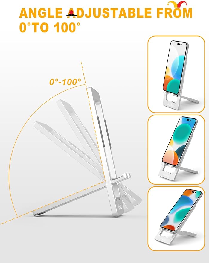 Ultra - Thin Portable Phone Stand: Foldable & Space - Saving, Fits 3.7-7 inch Devices, Silver