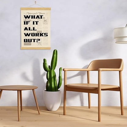 YGSDZY Vintage Newspaper Poster Decor, What If It All Works Out Poster, Canvas Wall Art, Wood Canvas Posters Hanging for Home Dorm Bedroom Decor, Positive Affirming Quote Posters, 11.8 * 15.7