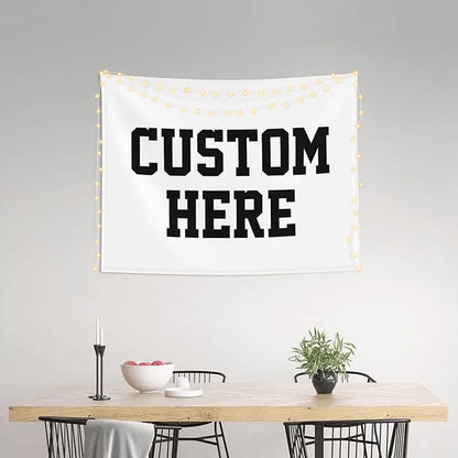 Custom Wall Tapestry Personalized Image Text Custom Tapestry Wedding Funny Backdrop 37''W X 29''L Tapestries, White,Dormitory