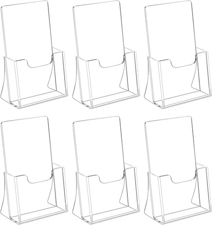 HIIMIEI Brochure Holder 4 x 6 inches, Acrylic Flyer Holder with 6 Pack, Plastic Stands for Displaying Flyer, Magazines, Pamphlets, Literature, Brochures, Booklets, Menu