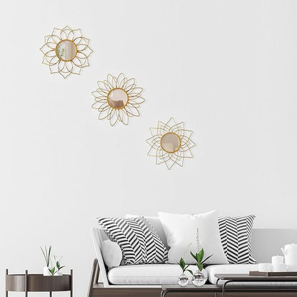 Champagne Gold Round Mirrors for Wall Pack of 3 - | 9 inch Decorative Mirrors for Christmas Wall Decor& Vintage Room Decor | Circle Mirror Modern for Women & Moms