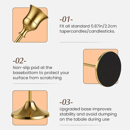 SylvaCraft Brass Gold Candle Holders Rustproof Taper Candlestick Holders for Holiday Party Table Centerpiece Wedding Fireplace Mantel Housewarming Gift(10 Sets(30 Pcs))