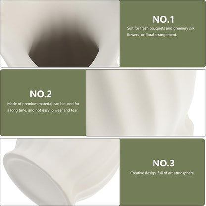 Ceramic Flower Vase White Matte Finish Modern Minimalist Decorative Container for Indoor Fresh Silk Flowers Home Office Tabletop Centerpiece