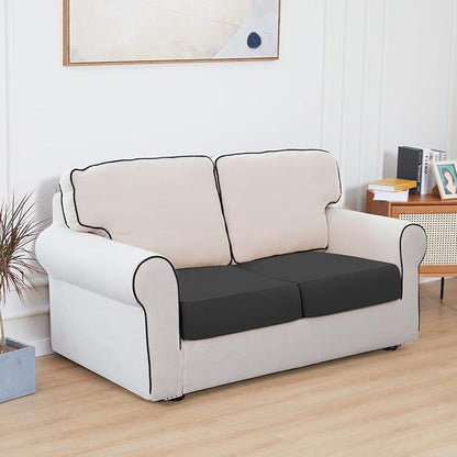 Easy-Going 100% Waterproof Chair Sofa Seat Cushion Slipcovers Couch Cushion Cover Stretch Furniture Protector for Kids, Pets (2-Piece Loveseat Cushion, Dark Gray)