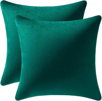 26x26 Euro Pillow Covers : 2 Pack Cozy Soft Velvet Oversized Couch Pillow Shams, Square Throw Pillow Cases for Living Room Sofa, Green Christmas