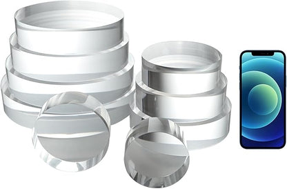 CiaoHER 2in Thickness 11in Diameter Acrylic Disc Display Block Clear Polished Round Pedestal Stand Riser 11" x 2", 1 Pack