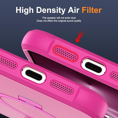 Compatible with iPhone 12 Pro Max Case & iPhone 13 Pro Max Case with Invisible Magnetic O-Ring Stand Translucent Phone Cases 6.7" [Compatible with Mag-Safe][Great Grip Feeling], Rose