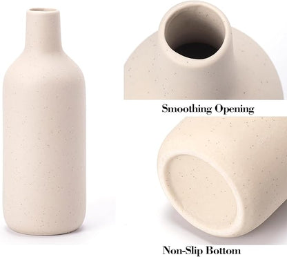 Beige Ceramic Vase Set of 4,Modern Farmhouse Decorative Vases for Entryway Mantel Centerpiece Bookshelf Console Table