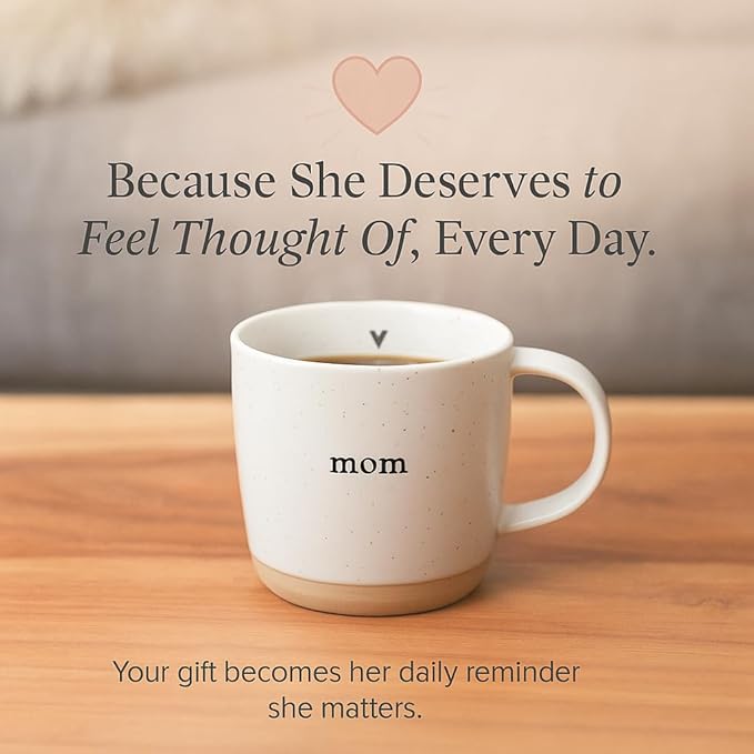 UnBoxMe Mom Coffee Mug, 12 oz Speckled Ceramic Heart Mug, Dishwasher & Microwave Safe, Gift for Mom or Grandma