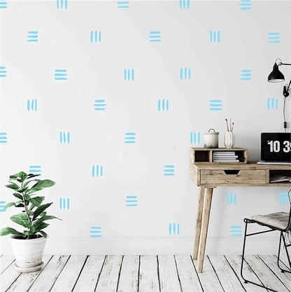 120pcs Modern Line Wall Stickers Boho Nursery Kids Living Room Scandinavian Home Décor Self-Adhesive Murals Vinyo DIY Gift YT5037 (Blue)