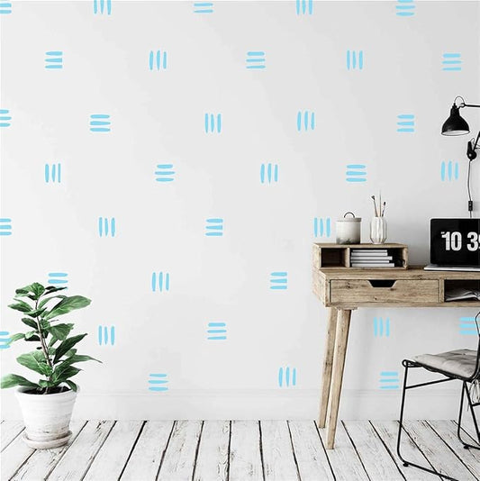 120pcs Modern Line Wall Stickers Boho Nursery Kids Living Room Scandinavian Home Décor Self-Adhesive Murals Vinyo DIY Gift YT5037 (Blue)