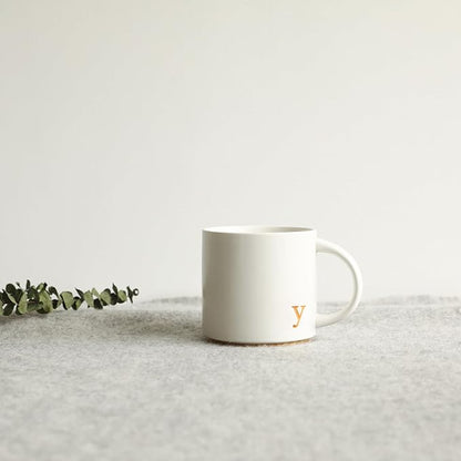 COLLECTIVE HOME - Monogram Ceramic Mugs, 15 oz Golden Initial Coffee Cups, Elegant Alphabet Tea Mugs, Elegant Personalized Mug with Gift Box, Luxurious Cups for Office and Home (y)
