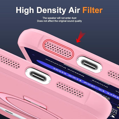 Compatible with iPhone 17 Pro Max Case with Invisible Magnetic O-Ring Stand Military-Grade Translucent Case for iPhone 17 ProMax 6.9" [Compatible with Mag-Safe][Great Grip Feeling], Pink