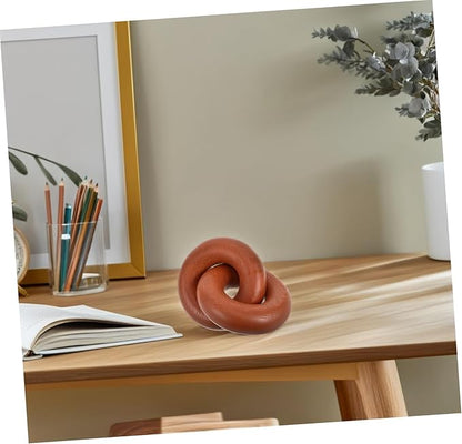 Healifty Wooden Chain Link Decor Hand-Carved Natural Wood Rings Rustic Coffee Table Centerpiece for Home Decor Boho Style Accessory for Living Room