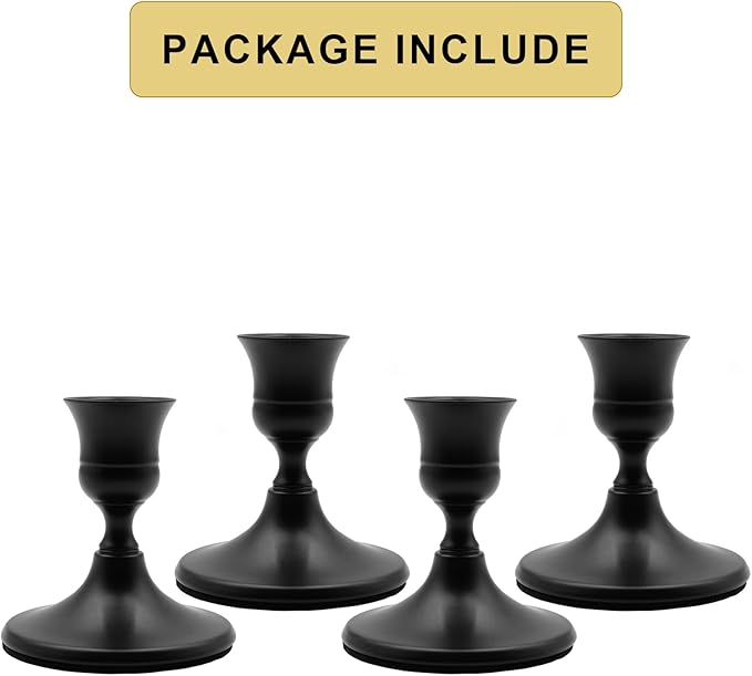 Candlestick Holders, Black Metal Taper Candle Holder, Vintage Candle Holders for Pillar Candles, Table Mantel Wedding Festive Decor Party Party Decor Christmas Decorations,Set of 4