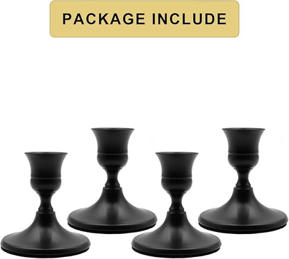 Candlestick Holders, Black Metal Taper Candle Holder, Vintage Candle Holders for Pillar Candles, Table Mantel Wedding Festive Decor Party Party Decor Christmas Decorations,Set of 4