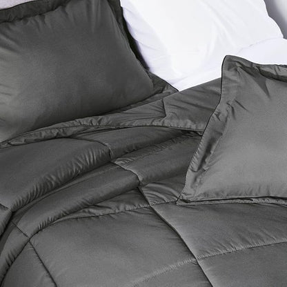 PeachSkinSheets Night Sweats: The Original 1500TC Soft Super Twin/XL Twin Oversized Comforter Set Graphite Gray