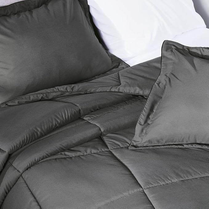 PeachSkinSheets Night Sweats: The Original 1500TC Soft Super Queen Oversized Comforter Set Graphite Gray