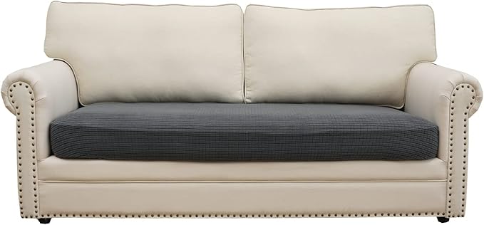 Eismodra Couch Cushion Covers Magic Stretch Sofa Slipcover for 3 Cushion Couch Dogs Pet L Shape 2 Seat Replacement Furniture Protector,Dark Gray Length 37-53 inches(Only 1 Piece)