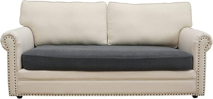 Eismodra Couch Cushion Covers Magic Stretch Sofa Slipcover for 3 Cushion Couch Dogs Pet L Shape 2 Seat Replacement Furniture Protector,Dark Gray Length 37-53 inches(Only 1 Piece)