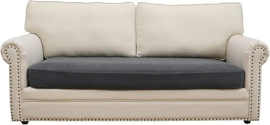 Eismodra Couch Cushion Covers Magic Stretch Sofa Slipcover for 3 Cushion Couch Dogs Pet L Shape 2 Seat Replacement Furniture Protector,Dark Gray Length 37-53 inches(Only 1 Piece)