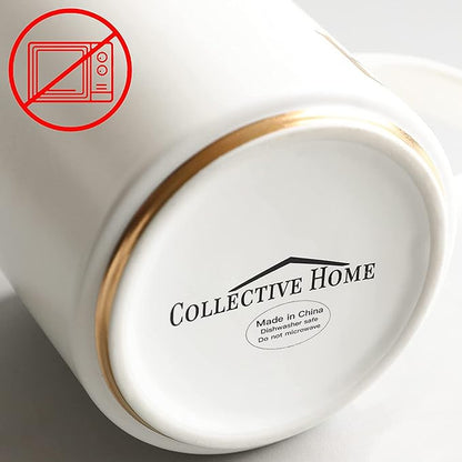 COLLECTIVE HOME - Monogram Ceramic Mugs, 15 oz Golden Initial Coffee Cups, Elegant Alphabet Tea Mugs, Elegant Personalized Mug with Gift Box, Luxurious Cups for Office and Home (j)